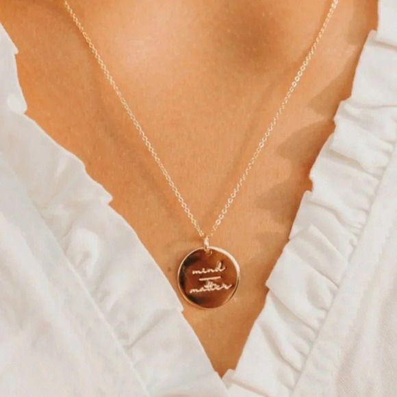 Mind over Matter Gold Round Disc Charm Necklace - Picture 3 of 11